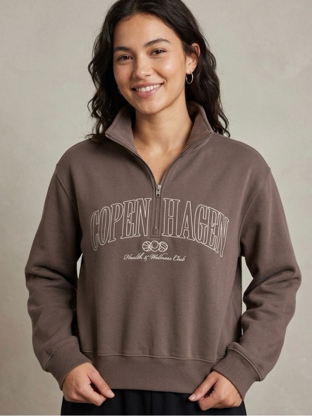 Hollister Brown Zip-Up Sweater